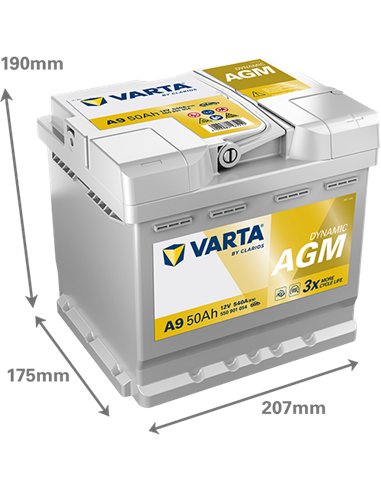 VARTA DYNAMIC AGM START-STOP A9 12V 50Ah 540A VARTA DYNAMIC AGM START-STOP A9 12V 50Ah 540A