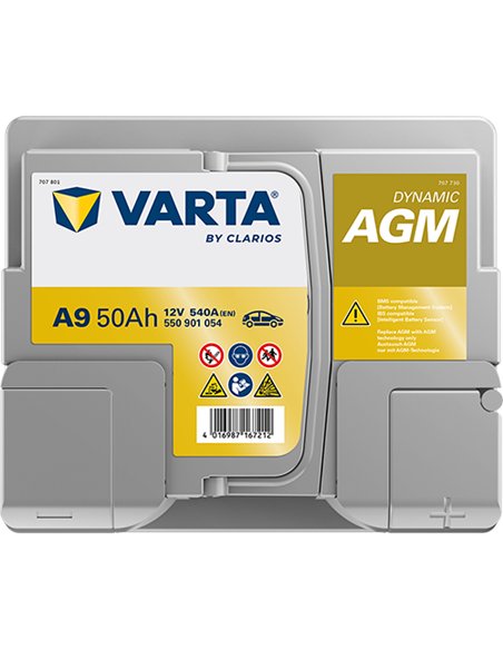 VARTA DYNAMIC AGM START-STOP A9 12V 50Ah 540A VARTA DYNAMIC AGM START-STOP A9 12V 50Ah 540A