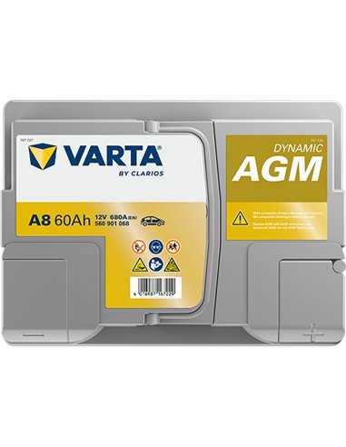VARTA DYNAMIC AGM START-STOP A8 12V 60Ah 680A VARTA DYNAMIC AGM START-STOP A8 12V 60Ah 680A