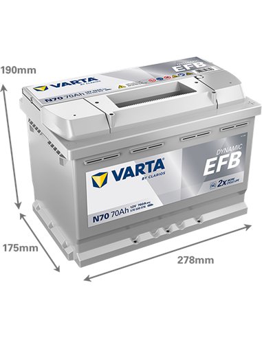 VARTA DYNAMIC EFB N70 12V 70Ah 760A VARTA DYNAMIC EFB N70 12V 70Ah 760A