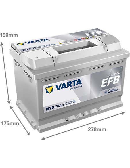 VARTA DYNAMIC EFB N70 12V 70Ah 760A VARTA DYNAMIC EFB N70 12V 70Ah 760A