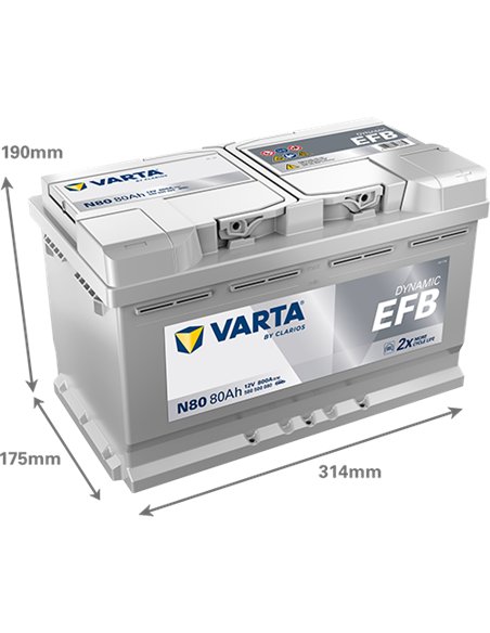 VARTA DYNAMIC EFB N80 12V 80Ah 800A VARTA DYNAMIC EFB N80 12V 80Ah 800A