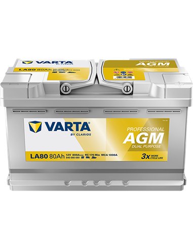 VARTA PROFESSIONAL AGM LA80 12V 80Ah 800A VARTA PROFESSIONAL AGM LA80 12V 80Ah 800A
