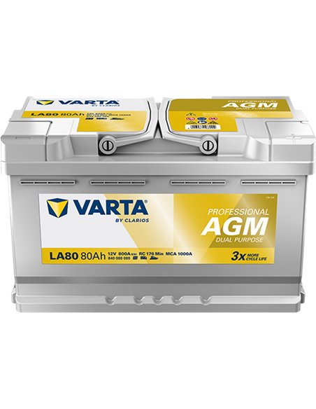 VARTA PROFESSIONAL AGM LA80 12V 80Ah 800A VARTA PROFESSIONAL AGM LA80 12V 80Ah 800A