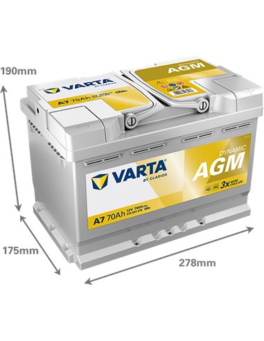 VARTA DYNAMIC AGM A7 12V 70Ah 760A VARTA DYNAMIC AGM A7 12V 70Ah 760A