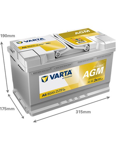 VARTA DYNAMIC AGM A6 12V 80Ah 800A VARTA DYNAMIC AGM A6 12V 80Ah 800A