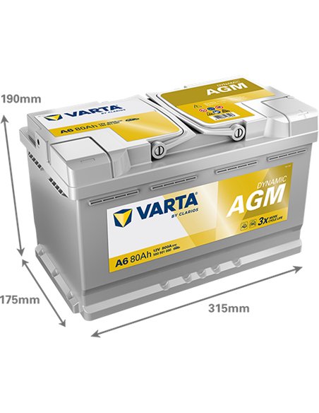 VARTA DYNAMIC AGM A6 12V 80Ah 800A VARTA DYNAMIC AGM A6 12V 80Ah 800A
