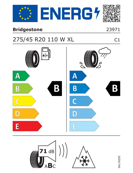 BRIDGESTONE TURANZA ALL SEASON 6 ENLITEN 275/45 R20 110W XL