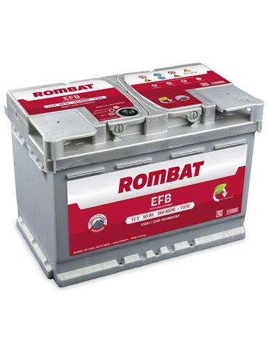 ROMBAT EFB START-STOP 12V 60Ah 640A - Borna Normala (dreapta +)