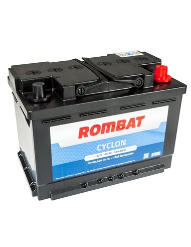 ROMBAT CYCLON 12V 66Ah 540A - Borna Normala (dreapta +)