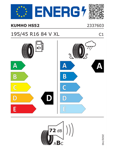 KUMHO HS52 195/45 R16 84V XL KUMHO HS52 195/45 R16 84V XL