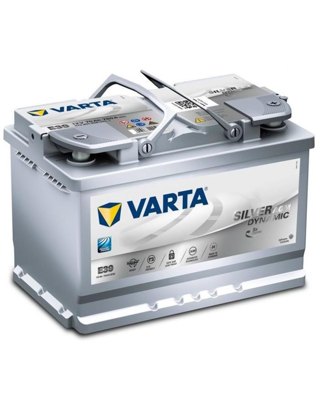 Fjord Upset fresh Baterie auto VARTA Silver Dynamic AGM Start Stop plus E39 12V 70Ah 760A -  Borna Normala (dreapta +) - Cod: 500648