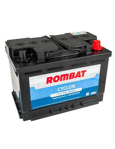ROMBAT CYCLON 12V 72Ah 600A - Borna Normala (dreapta +)