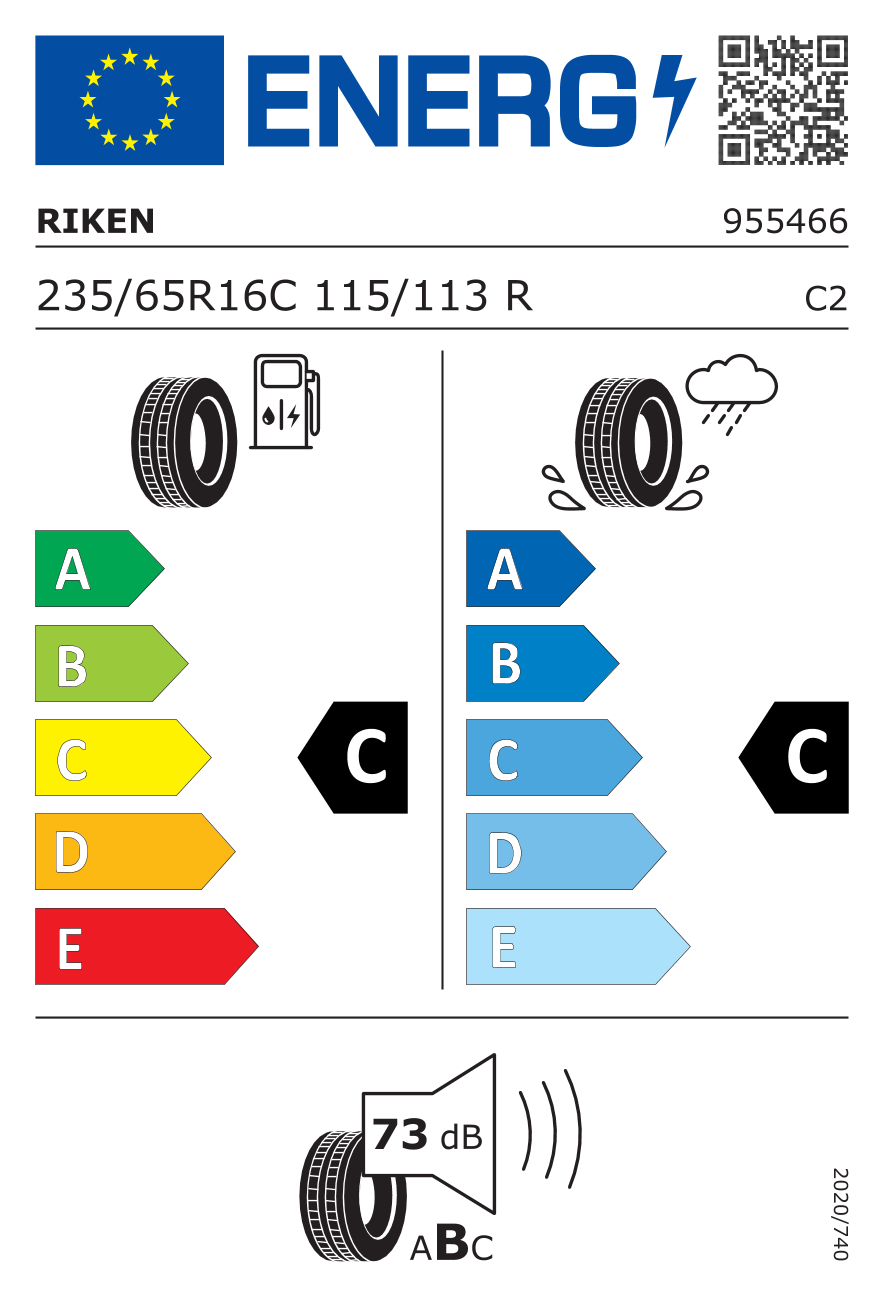 Eticheta energetică UE: Riken Cargo Speed Evo 235/65 R16, consum C, frânare pe ud C, zgomot 73 dB
