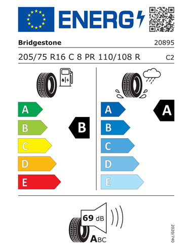BRIDGESTONE DURAVIS VAN 8PR 205/75 R16C 110/108R BRIDGESTONE DURAVIS VAN 8PR 205/75 R16C 110/108R