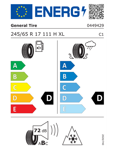 GENERAL TIRE GRABBER AT3 245/65 R17 111H XL