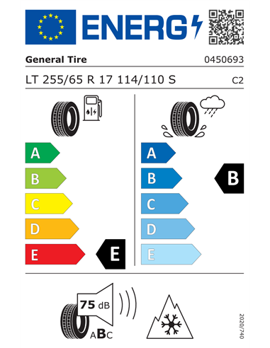 GENERAL TIRE GRABBER AT3 255/65 R17 114/110S
