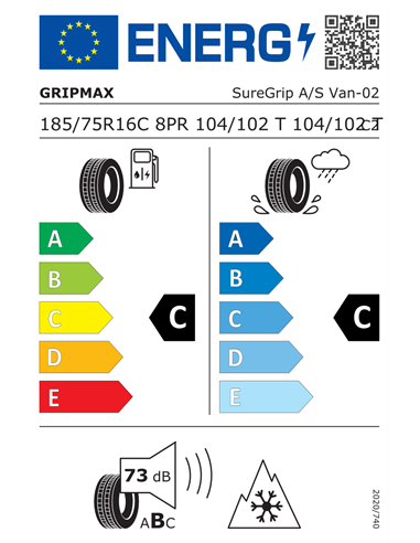 GRIPMAX SUREGRIP AS VAN 8PR 185/75 R16C 104/102T