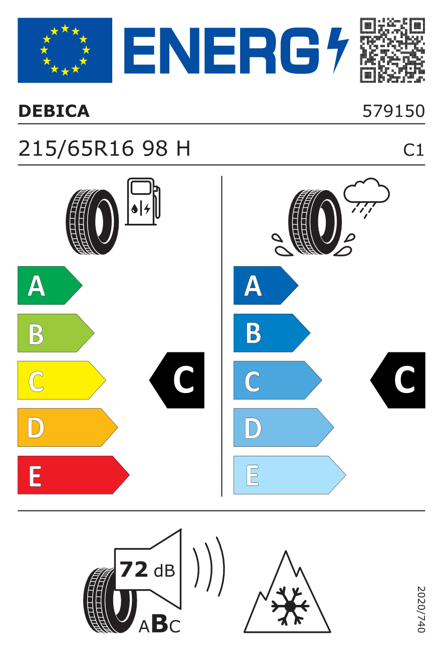 Eticheta energetică UE: Debica Navigator 3 215/65 R16, consum C, frânare pe ud C, zgomot 72 dB
