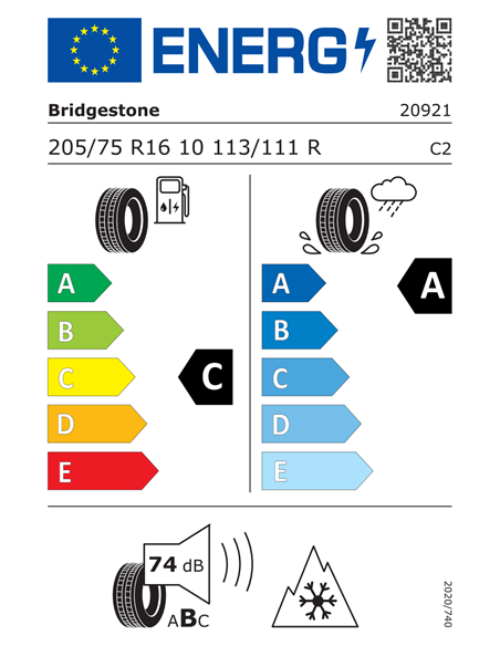 BRIDGESTONE DURAVIS VAN WINTER ENLITEN 205/75 R16C 113/111R
