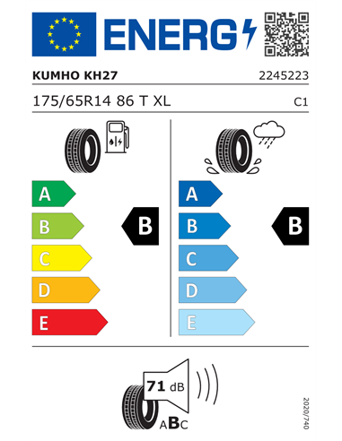 KUMHO KH27 175/65 R14 86T XL KUMHO KH27 175/65 R14 86T XL
