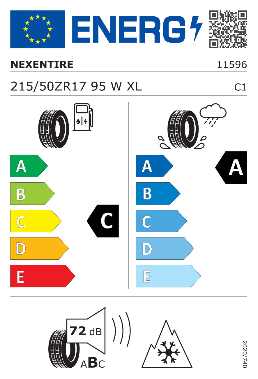 Eticheta energetică UE: Nexen Nblue 4SEASON 2 215/50 R17, consum C, frânare pe ud A, zgomot 72 dB