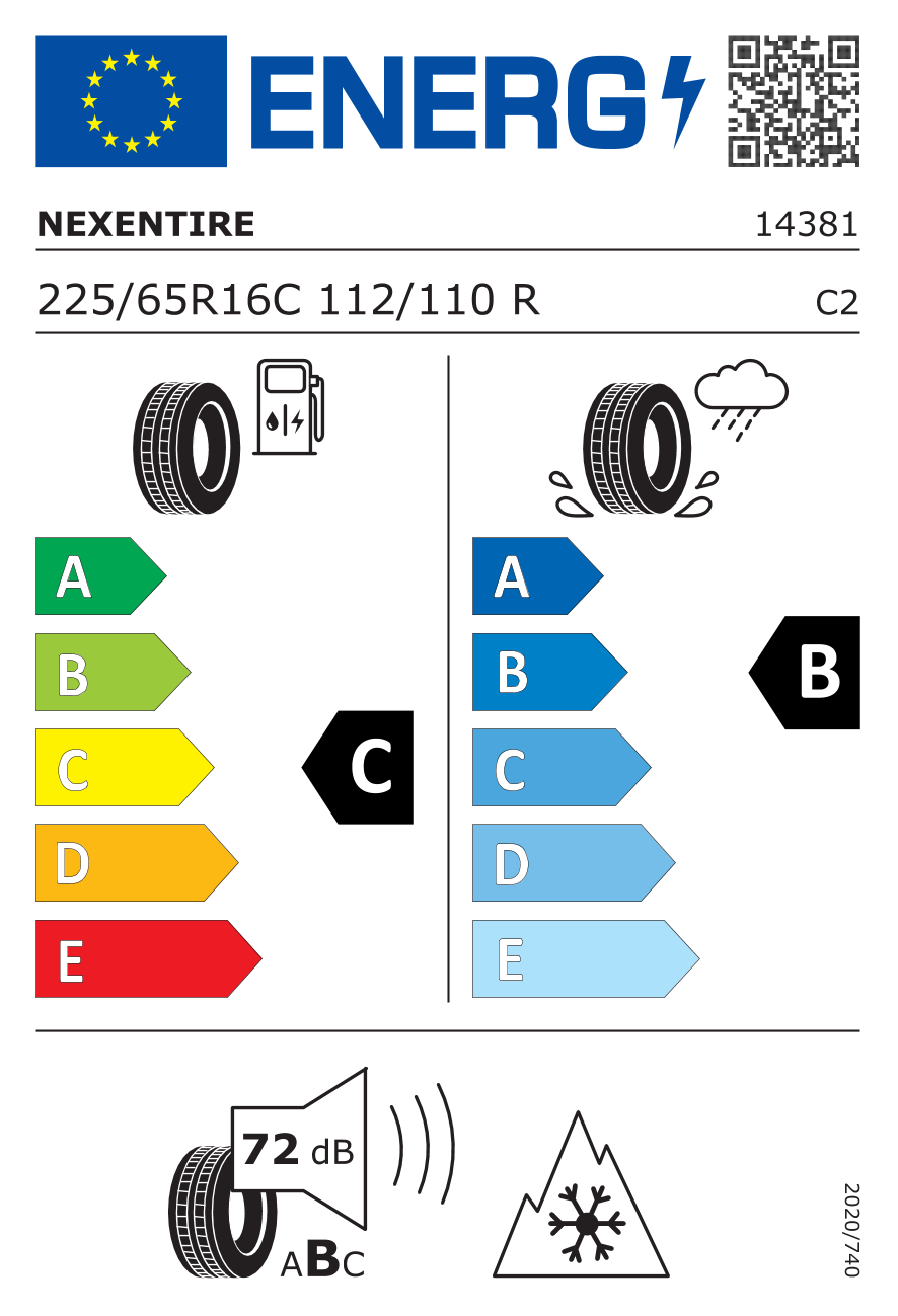 Eticheta energetică UE: Nexen Winguard WT1 225/65 R16, consum C, frânare pe ud B, zgomot 72 dB