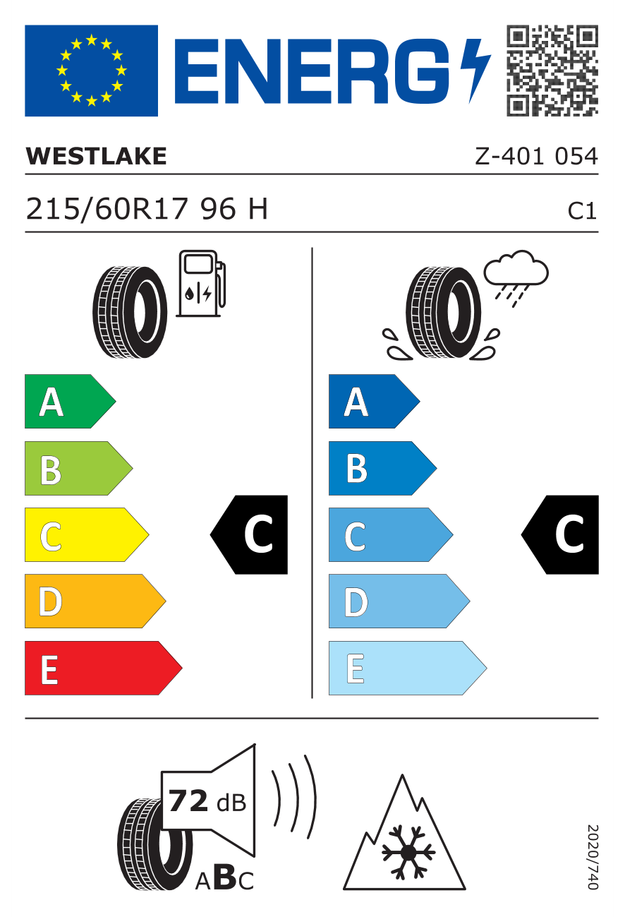 Eticheta energetică UE: Westlake Allseason Elite Z-401 215/60 R17, consum C, frânare pe ud C, zgomot 72 dB