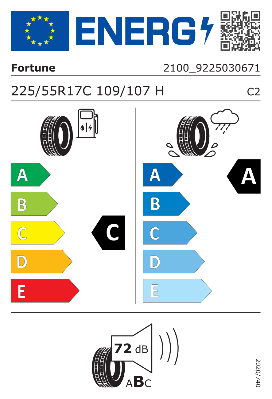 Eticheta energetică UE: Fortune FSR-71 225/55 R17, consum C, frânare pe ud A, zgomot 72 dB