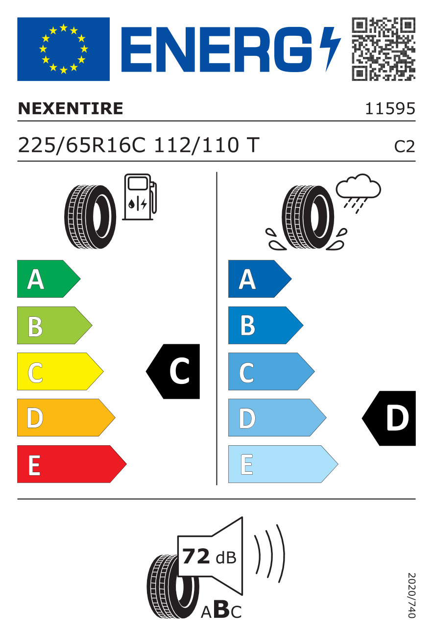 Eticheta energetică UE: Nexen Roadian CT8 225/65 R16, consum C, frânare pe ud D, zgomot 72 dB