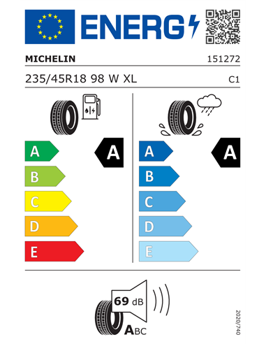 MICHELIN PRIMACY 5 ENERGY 235/45 R18 98W XL