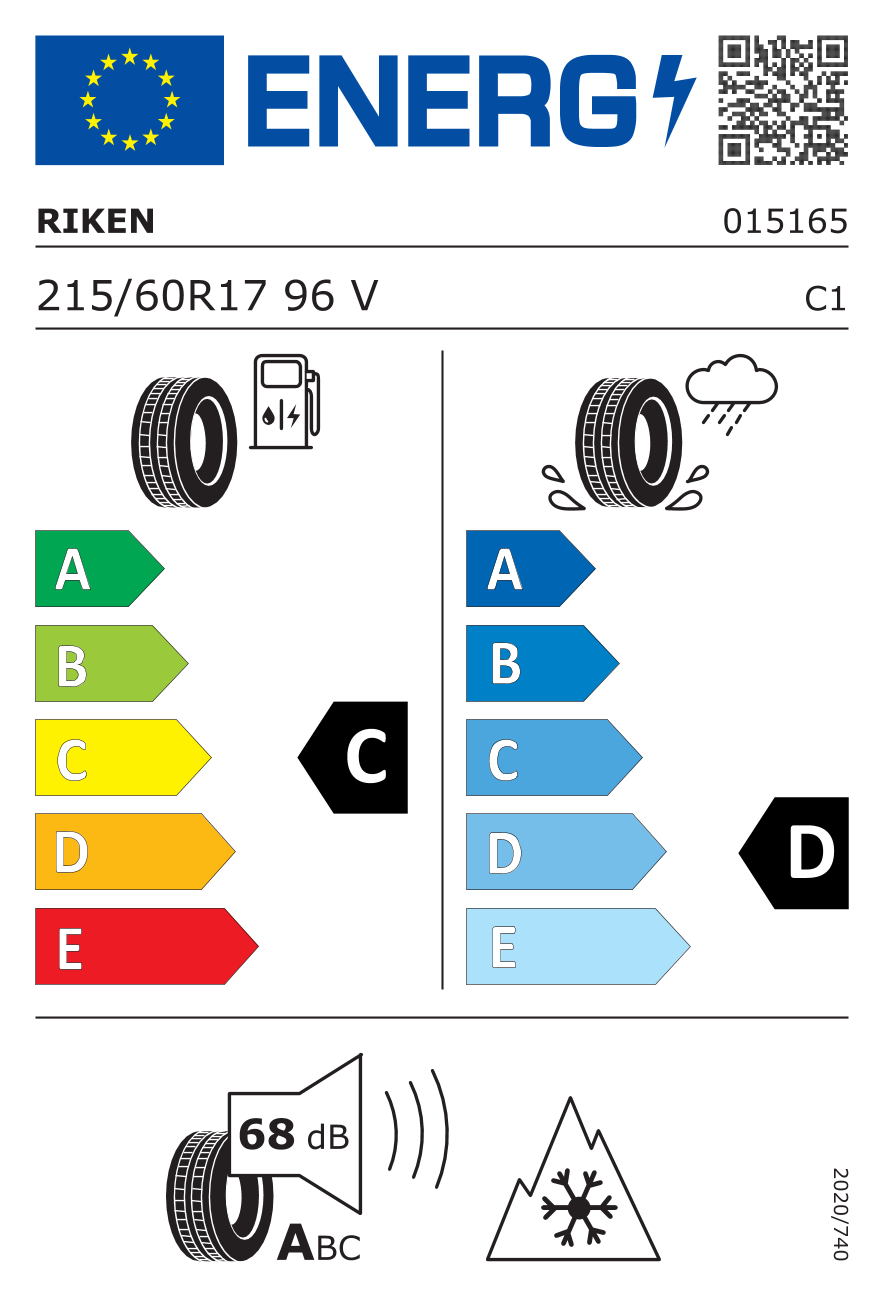 Eticheta energetică UE: Riken All Season SUV 215/60 R17, consum C, frânare pe ud D, zgomot 68 dB