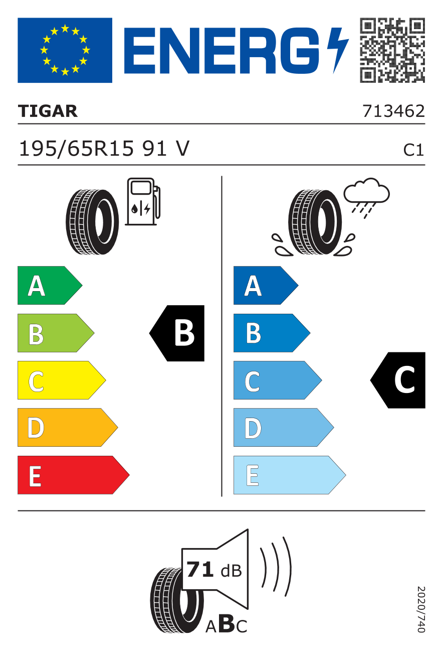 Eticheta energetică UE: Tigar Summer 3 195/65 R15, consum B, frânare pe ud C, zgomot 71 dB