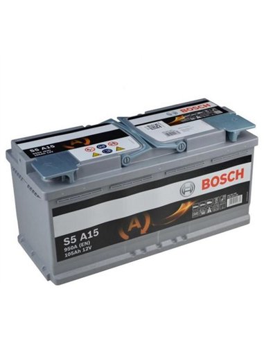 BOSCH S5 AGM START-STOP 12V 105Ah 950A - Borna Normala (dreapta +) BOSCH S5 AGM START-STOP 12V 105Ah 950A - Borna Normala (dreapta +)