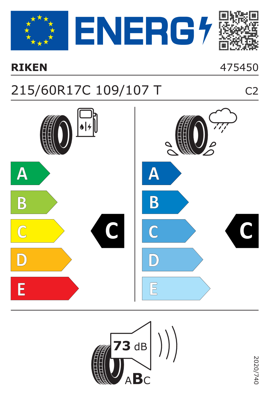 Eticheta energetică UE: Riken Cargo Speed Evo 215/60 R17, consum C, frânare pe ud C, zgomot 73 dB