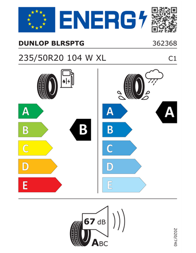 DUNLOP BLUE RESPONSE TG 235/50 R20 104W XL