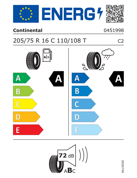 CONTINENTAL VANCONTACT ECO 205/75 R16C 110/108T