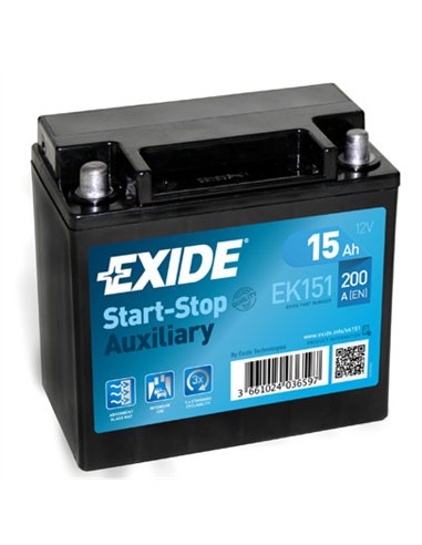EXIDE START-STOP AUXILIARY 12V 15Ah 200A EXIDE START-STOP AUXILIARY 12V 15Ah 200A