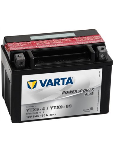 VARTA POWERSPORTS AGM - moto START-STOP 12V 8Ah 80A - Borna Inversa (stanga +)