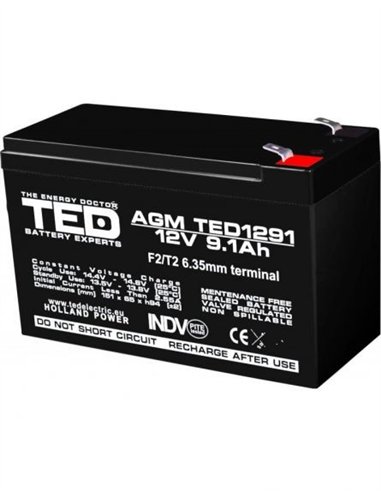 TED AGM VRLA F2 12V 9.1Ah