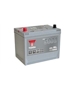 YUASA 5000 SILVER ASIA 12V 75Ah 650A - Borna Inversa (stanga +)
