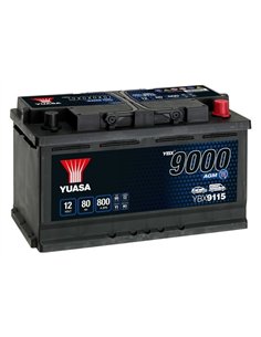 YUASA 9000 AGM 12V 80Ah 800A - Borna Normala (dreapta +)